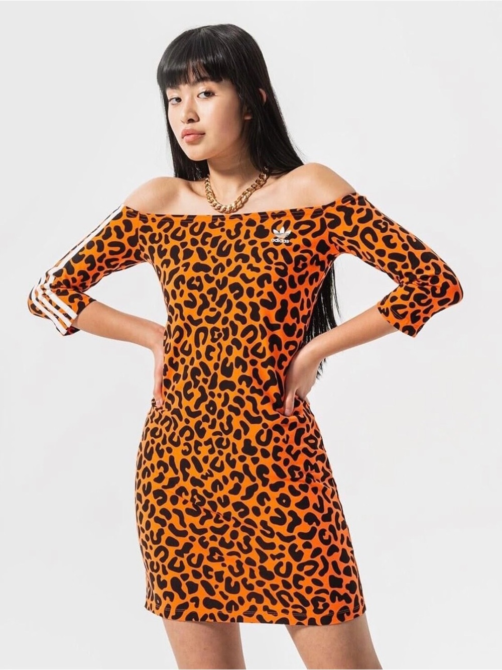 Adidas Originals x Rich Mnisi Women’s Orange Leopard Print Dress